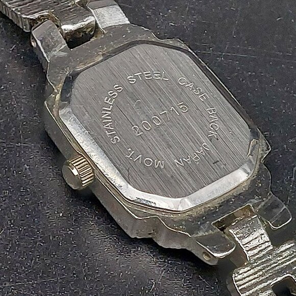 Vintage Women’s Diamond Quartz Watch Japan Movt Rectangular Bezel Crystals - Picture 9 of 9